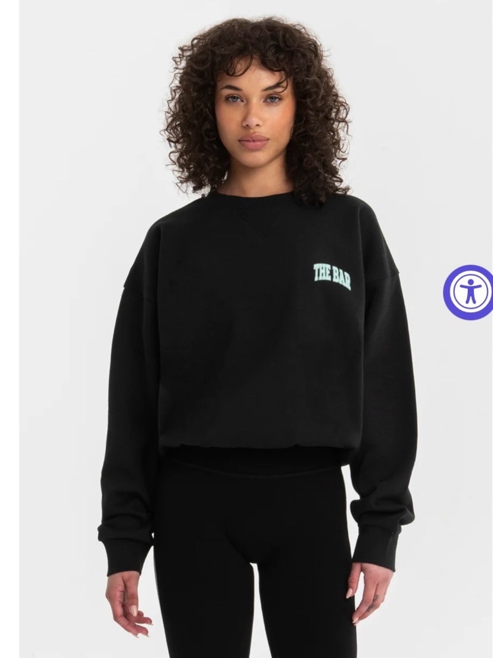 The Bar Varsity Tucked Sweatshirt with mini logo in Black/Mint size XL
